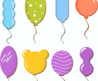 Balloon Icons Collection Various Colorful Shapes Decoration