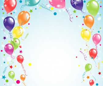 Tło Urodziny Balon Wstążki