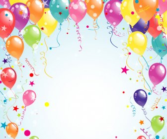 Balloon Ribbon Happy Birthday Background