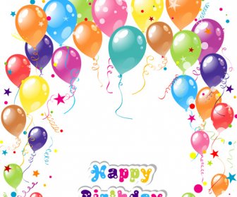 Balloon Ribbon Happy Birthday Background