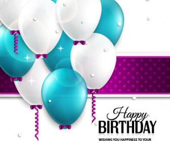 Balões E Confetes Vetor De Cartão De Feliz Aniversário
