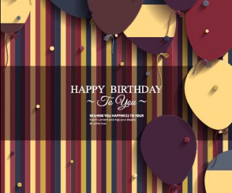 Balões E Confetes Vetor De Cartão De Feliz Aniversário