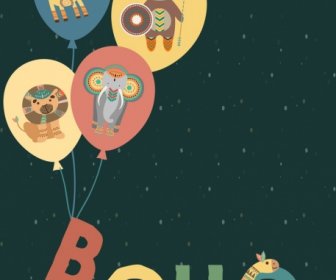 воздушные шары фон Бохо стилизованных животных стиле