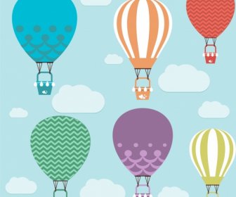 Balloons Flying Theme Various Colorful Types Design