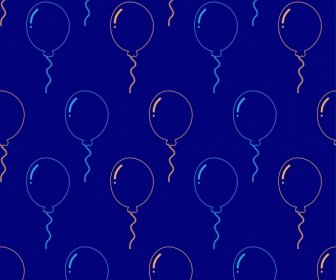 Decoração De Esboço Azul Padrão Balões Repetindo Projeto