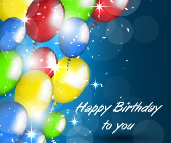 Balloons With Confetti Happy Birthday Cards Vector