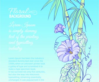 Bamboo With Flowers Vector Background