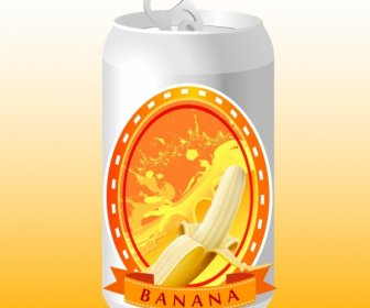 Banane Saft Werbung Metallisch Weißen Kann Ornament