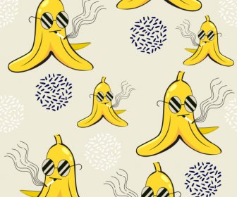Modelo Padrão Banana Engraçado Esboço Estilizado Repetindo