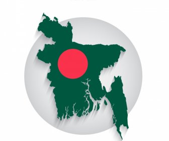 bangladesh flag map sign icon flat sketch