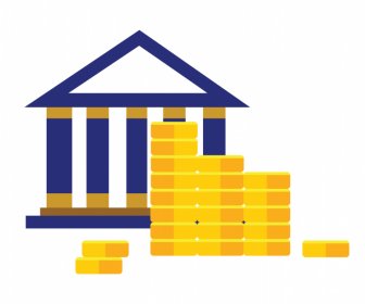 Éléments De Conception De La Finance Bancaire Pièces De Monnaie Croquis De Bâtiment