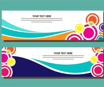 Banner Design Sets Colorful Circles And Curves Style