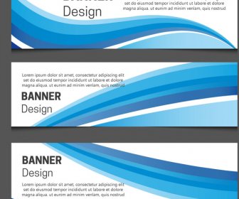 Banner Design Sets On Curved Blue Lines Background