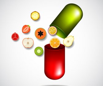 Banner Design With Nutritious Vitamin Tablet Illustration