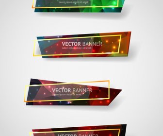 Banner Sets Design With Horizontal Colorful Glassy Style