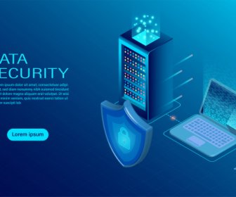 Banner With Businessman Protect Data And Confidentiality On Computer And Server Data Protection And Security Are Confidential Flat Isometric Vector Illustration