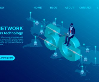 Banner 5g Network Wireless Technology Concept Concept For Technology And Telecommunication Isometric Flat Design Vector Illustration