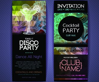 Banners Disco Party Creative Vector