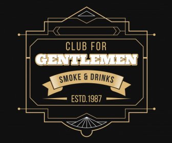 Bar Klub Logo Template Simetri Datar Klasik Gelap