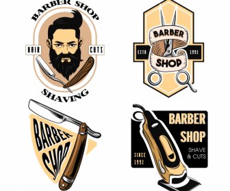 Modelo De Logotipo Da Barbearia Clássico Design Ferramentas Esboço