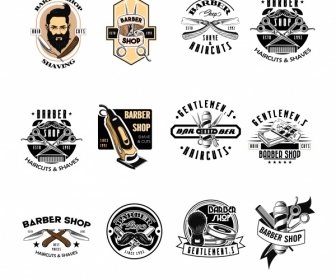 Barber Shop Logo Template Alat Desain Vintage Sketsa