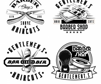 Logotipo De Barbería Diseño Clásico Blanco Negro