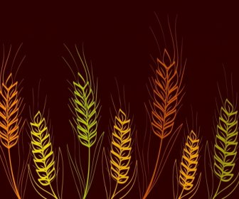 Barley Background Multicolored Dark Design Handdrawn Sketch