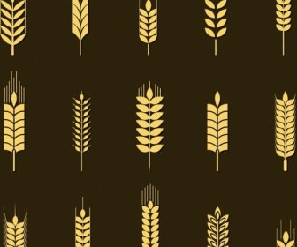 Barley Background Yellow Icons Isolation