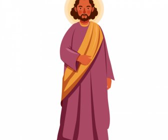 Bartholomew Christian Apostle Icon Retro Cartoon Character Design
