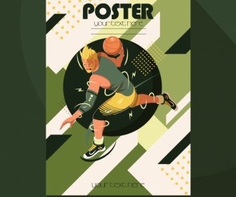 Basket Ball Poster Dynamic Powerful Decor Cartoon Character