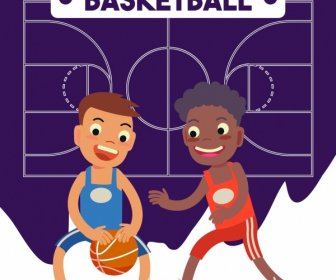 篮球背景嬉戏男孩图标地面背景