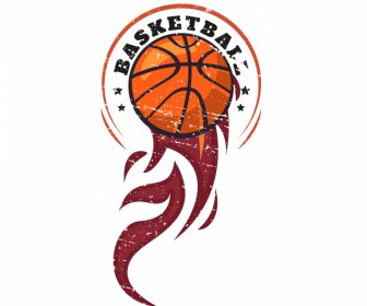 バスケットボールのロゴタイプテンプレートダイナミックビンテージデザイン