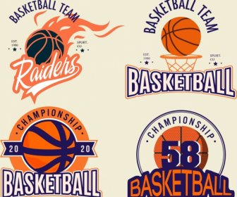 Basquete Logotipos Bola Fogo Decoração Caligráfica