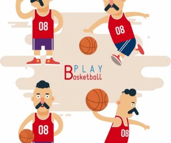 Basketball Player Icons Funny Male Characters