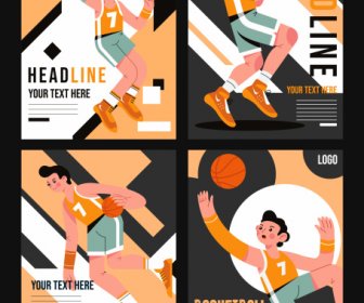 Basketball Poster Templates Dynamic Design Cartoon Character