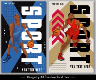 Basketball-Plakate Dynamisches Design Cartoon Charakter Skizze