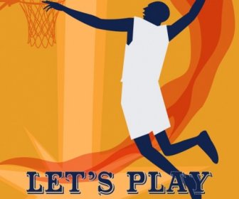 Il Basket Promozione Banner Giocatore Silhouette Design