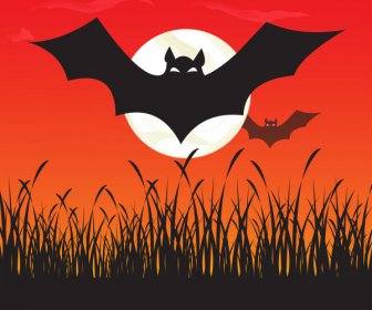 Morcego Dia Das Bruxas Festa Lua Noite