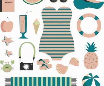 Beach Design Elements Personal Accessories Icons