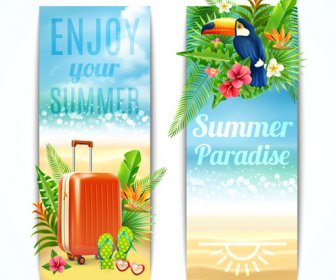 Beach Holiday Summer Banners Vector