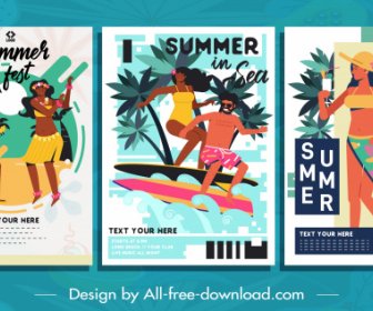 Пляж летняя плакаты красочные классический дизайн