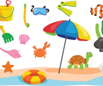 Beach Toys Vector Cartoon
