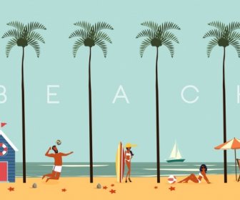 Beach Vacation Background Coconut People Texts Decoration