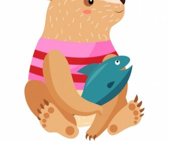 Bear Animal Icon Stylized Cartoon Sketch