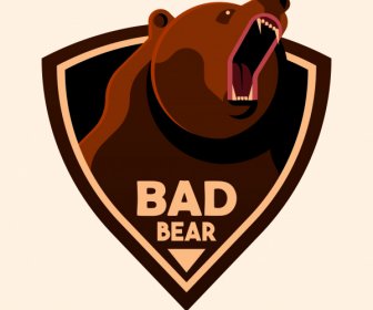 Beruang Lencana Template Sengit Emosi Sketsa