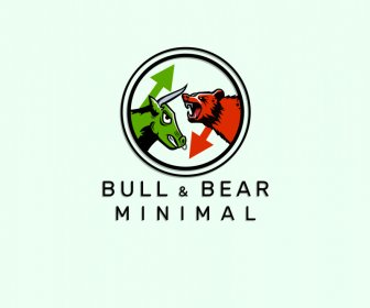  Bear Bull Head Forex Trading Logotype Flat Dynamic Dibujado A Mano