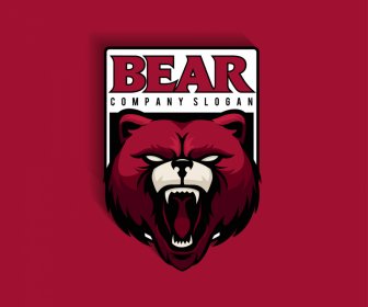 Logo Kepala Beruang Sketsa Agresif Yang Ditarik Tangan Gelap