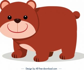 Bear Icon Cute Cartoon Design