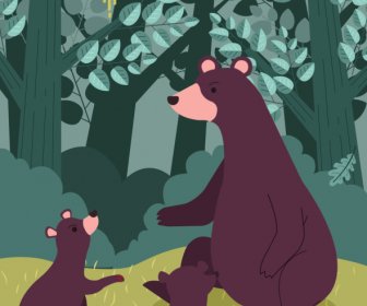 クマの家族の漫画の絵
