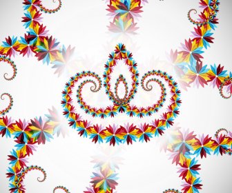 Bello Artistico Con Decorazione Floreale Colorato Per Immagine Vettoriale Festa Celebrazione Di Diwali